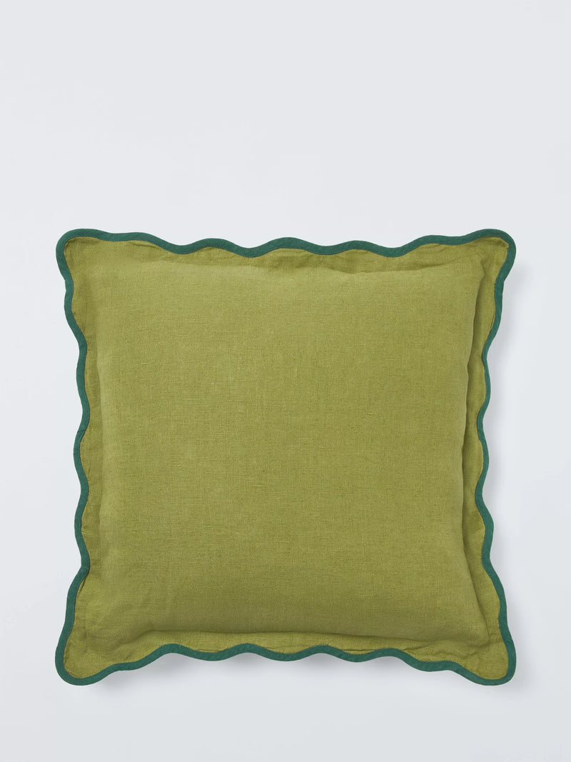 John Lewis Scalloped Linen Cushion - Marshmallow H45 x W45 cm