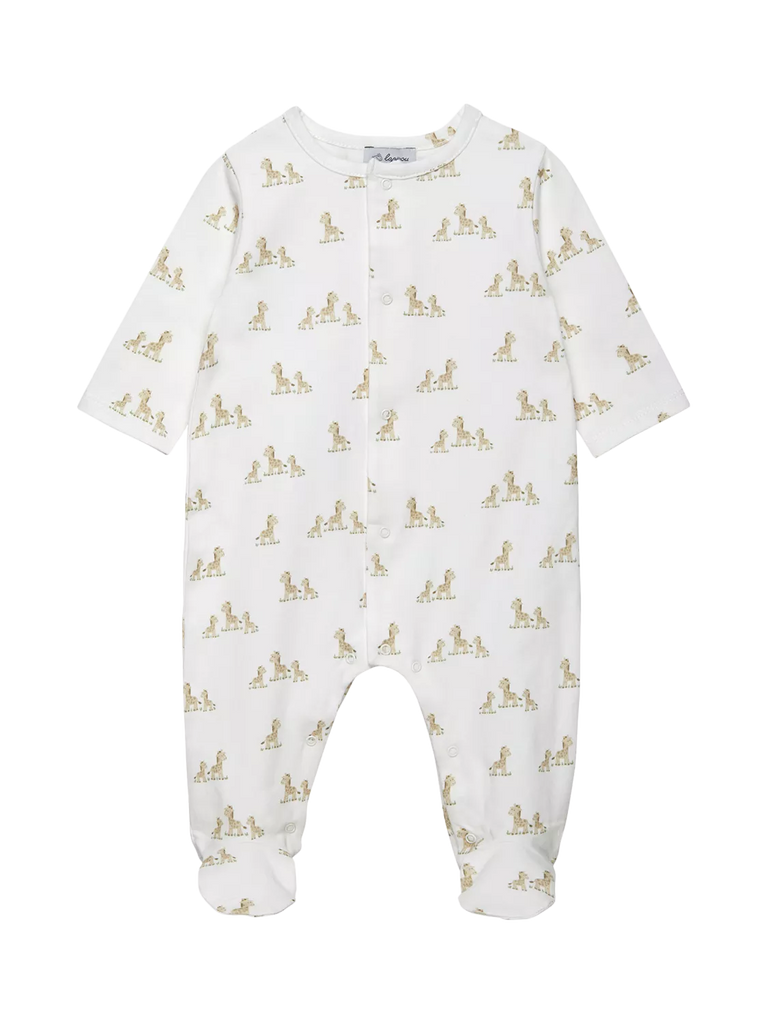 Trotters Baby Giraffe Organic Cotton Sleepsuit, White/Multi