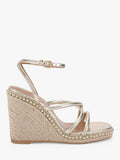 Metallic Gold Espadrille Wedge Heel with Rope Style and Stud Detail
