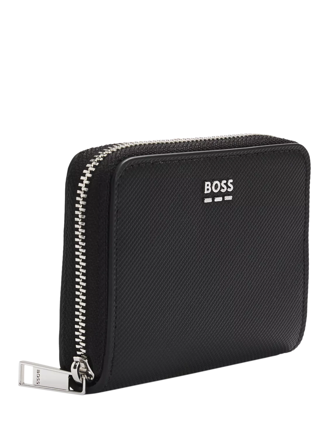BOSS black textured faux leather wallet, imported from the UK