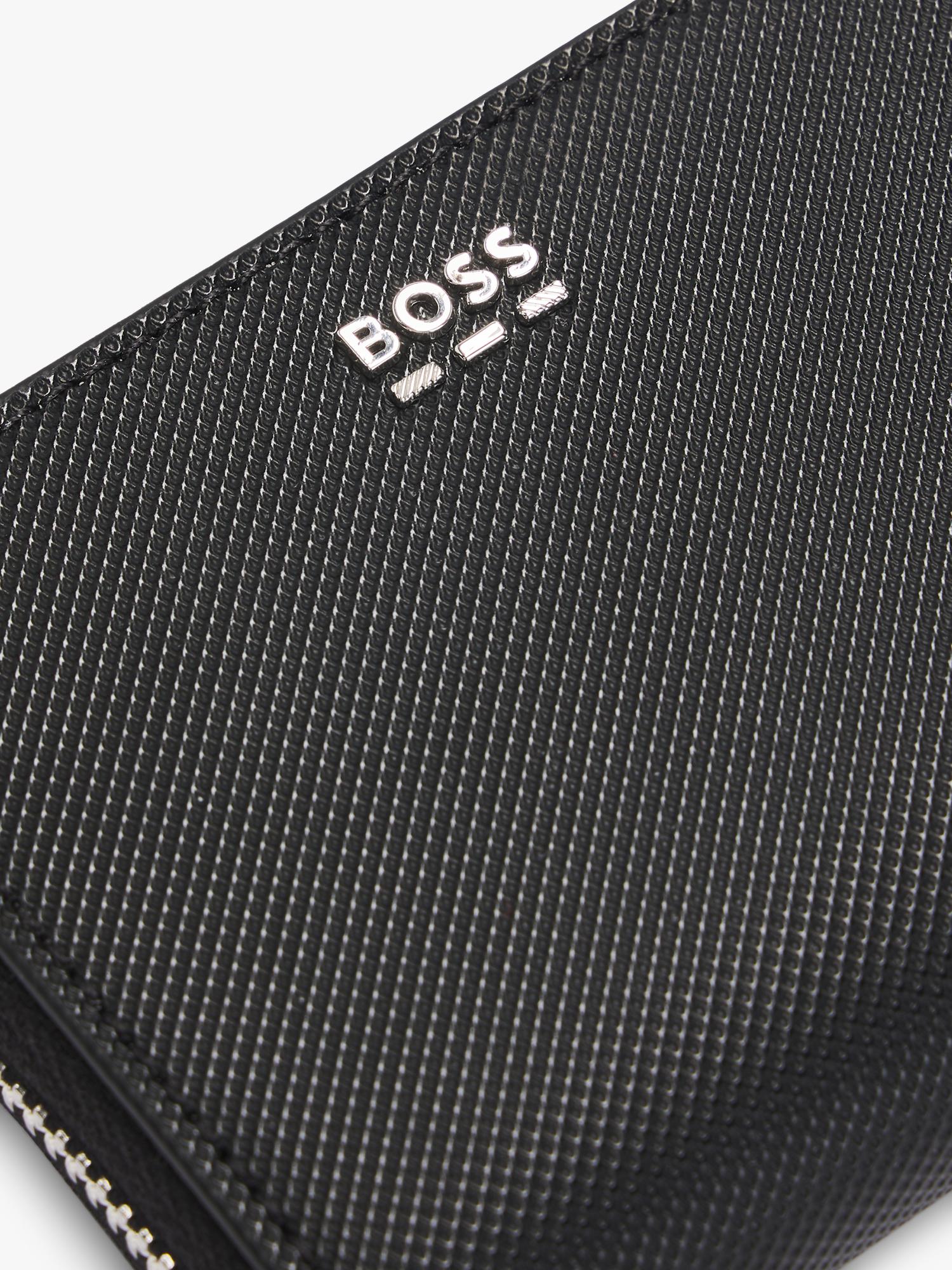 BOSS black textured faux leather wallet, imported from the UK