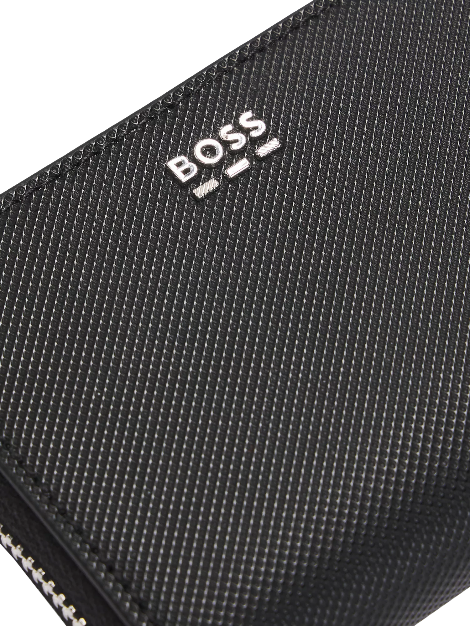 BOSS black textured faux leather wallet, imported from the UK