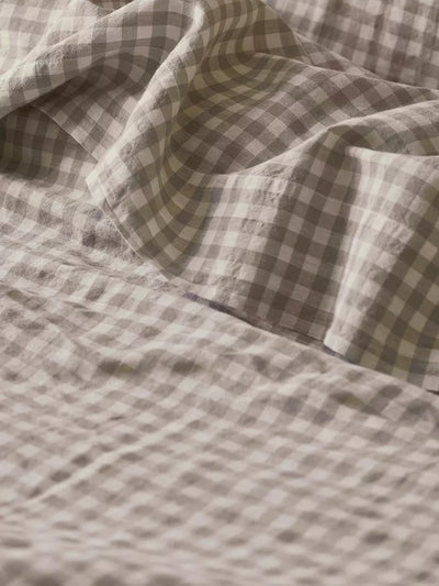 John Lewis Piglet in Bed Gingham Linen Flat Sheet Double- Buy online at McGrocer