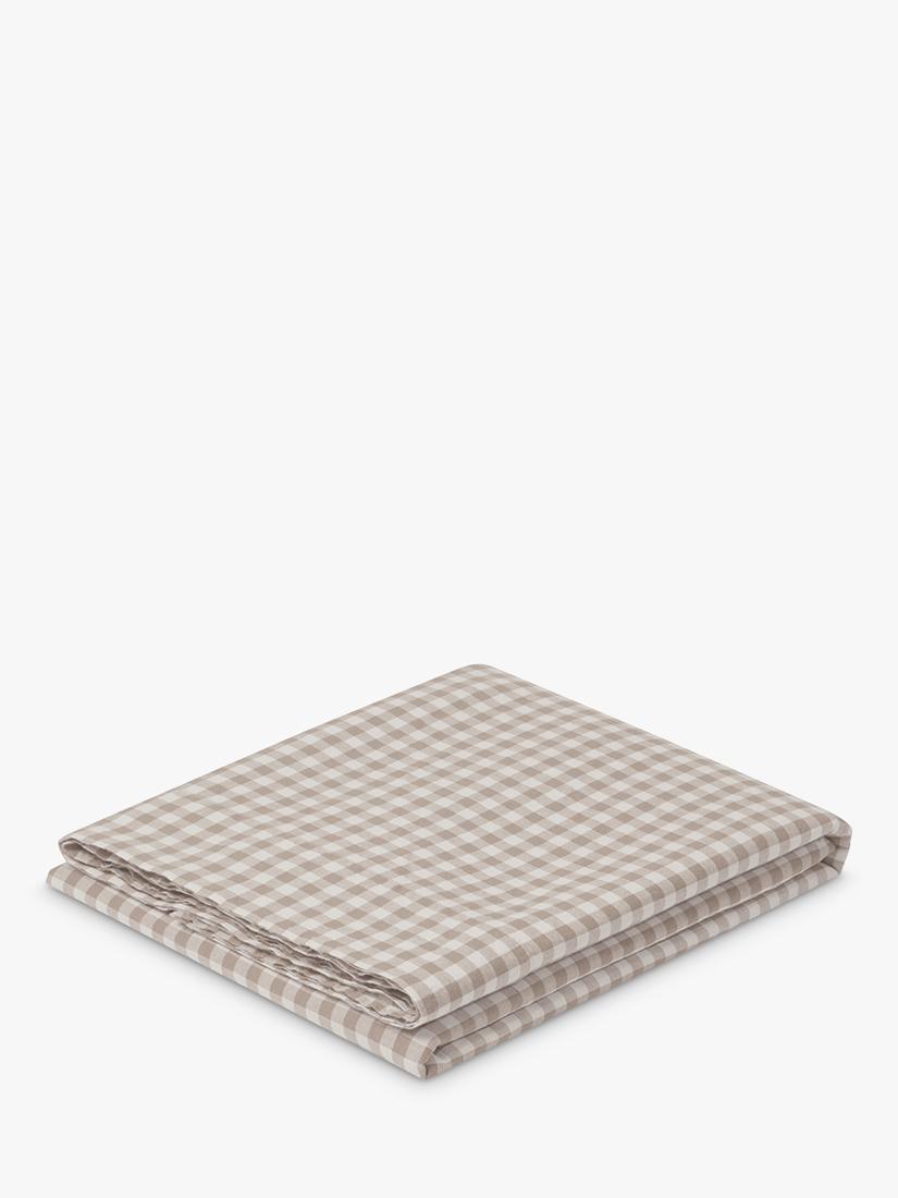 Piglet in Bed gingham linen flat sheet double - British product