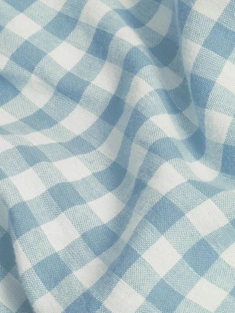 Piglet in Bed gingham linen fitted sheet, imported from the UK