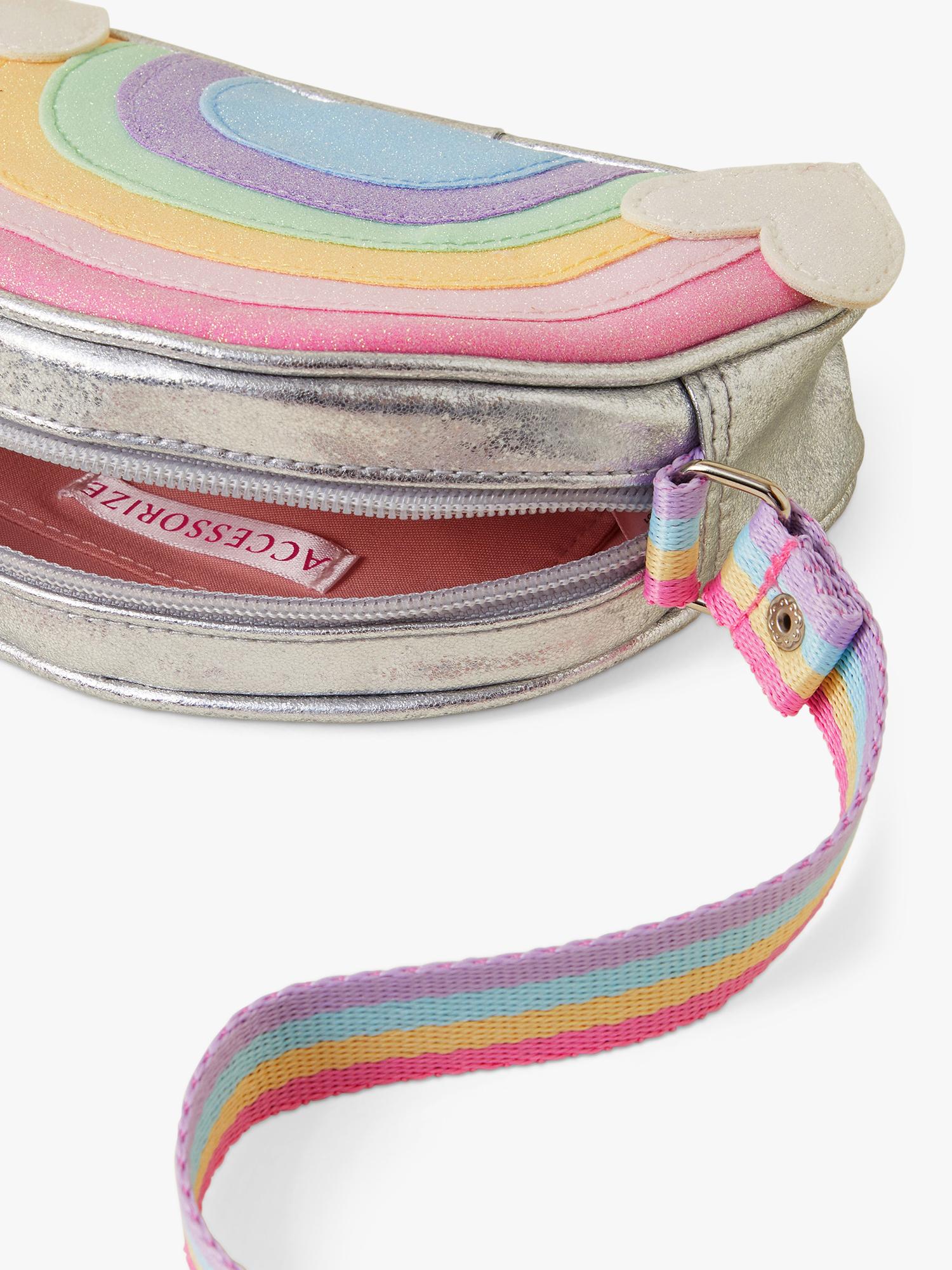 Angels by Accessorize kids rainbow cross body bag silver (British brand)