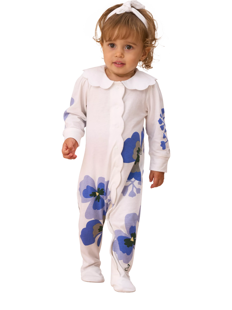 Angel & Rocket Baby Cotton Pansy Print Sleepsuit & Headband