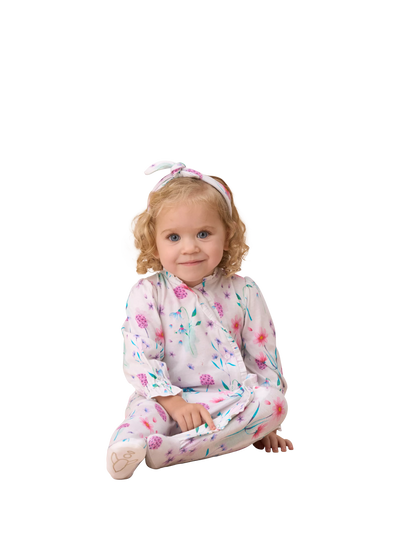 Angel & Rocket Baby Fleur Aquarell-Druck Babygrow und Stirnband, Weiß