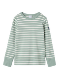 Polarn O. Pyret Kids' Organic Cotton Stripe Long Sleeve Top, Green