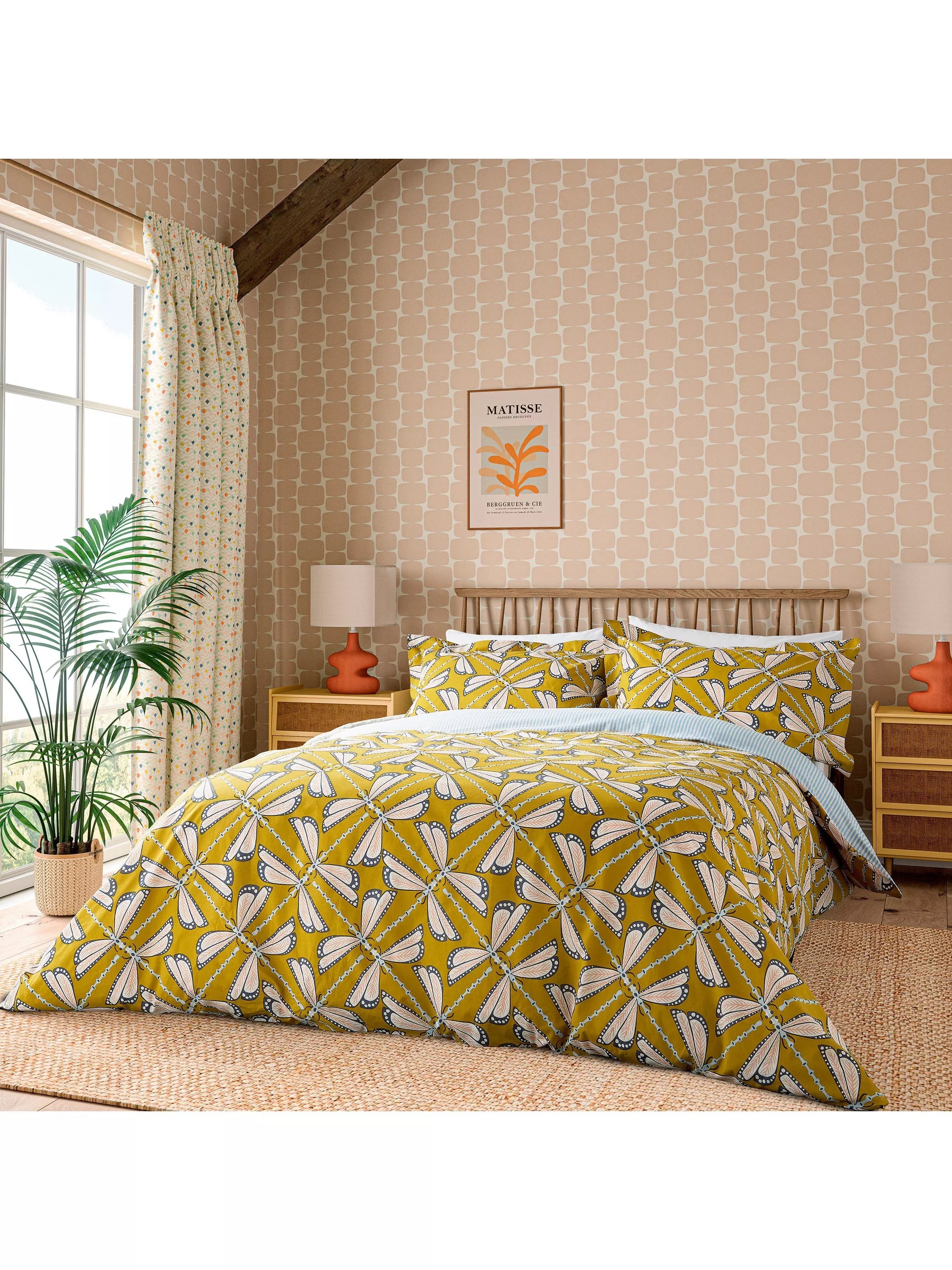 Scion Moon Flights duvet cover set double mustard, UK version