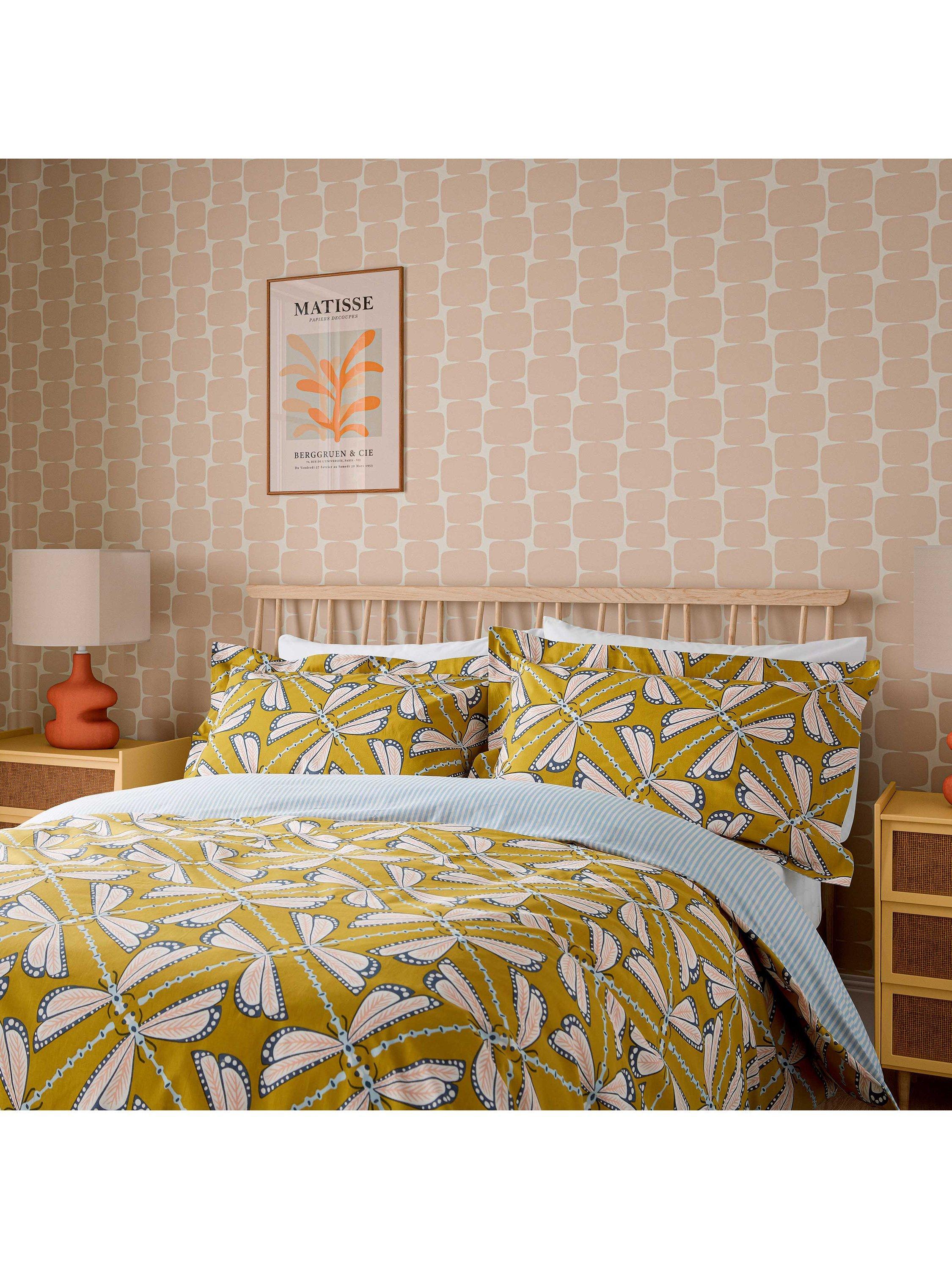 Scion Moon Flights duvet cover set double mustard, UK version