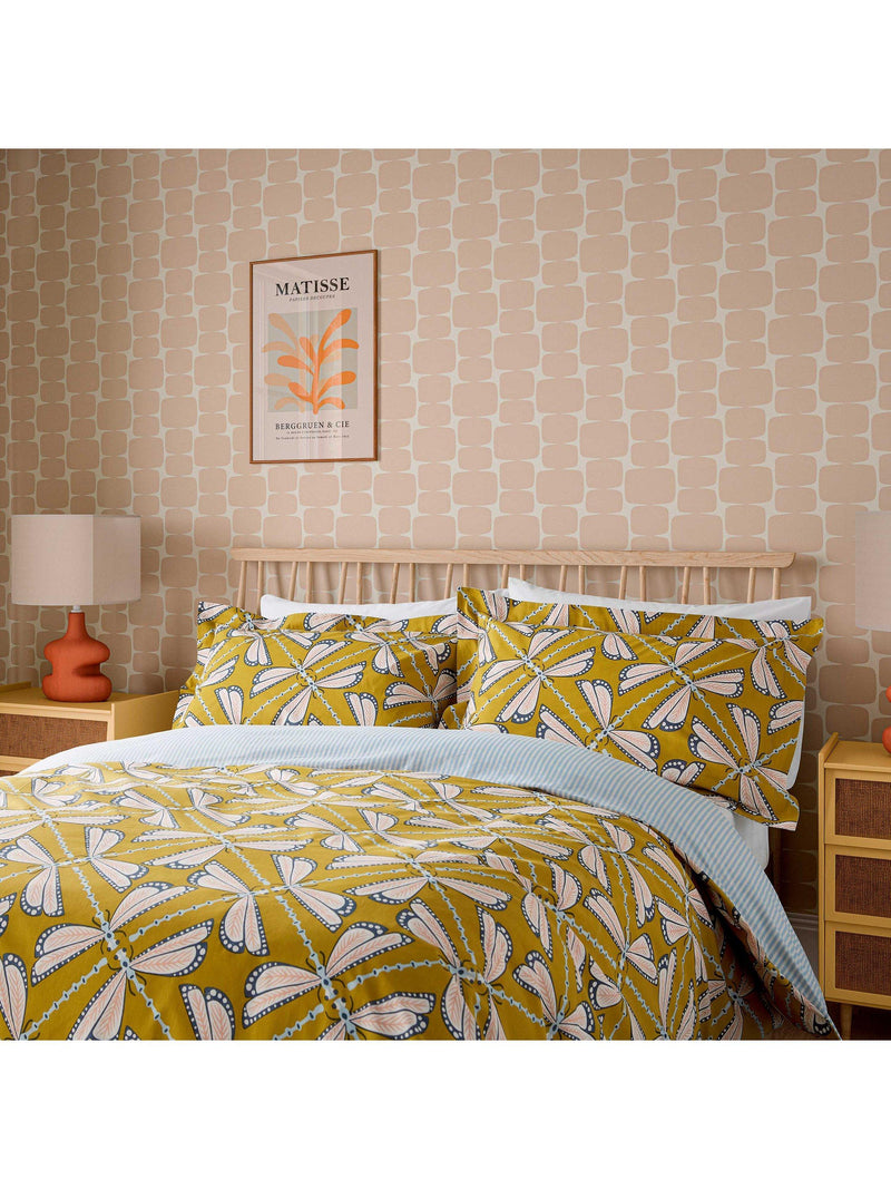 Scion Moon Flights duvet cover set double mustard, UK version