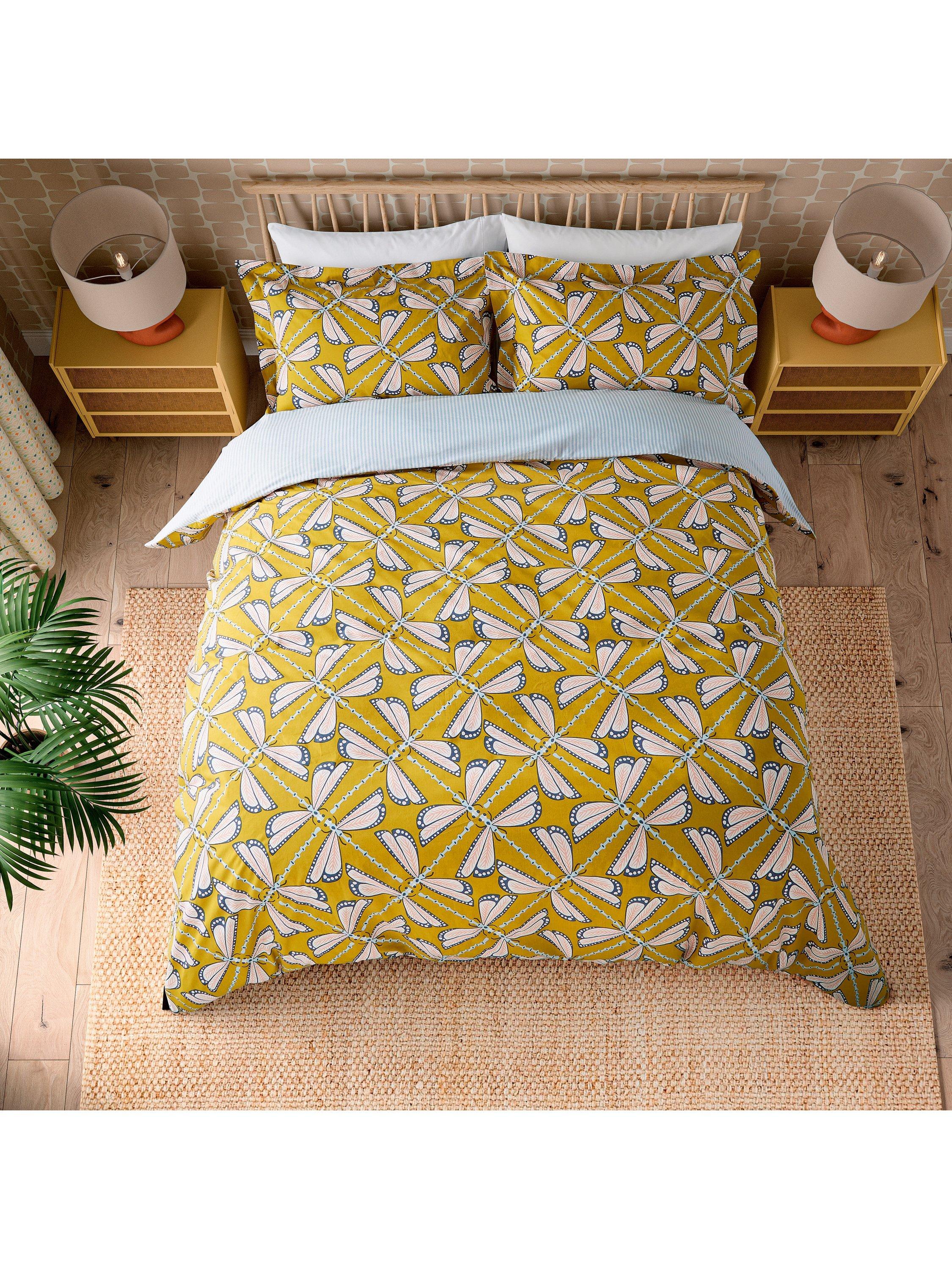 Scion Moon Flights duvet cover set double mustard, UK version
