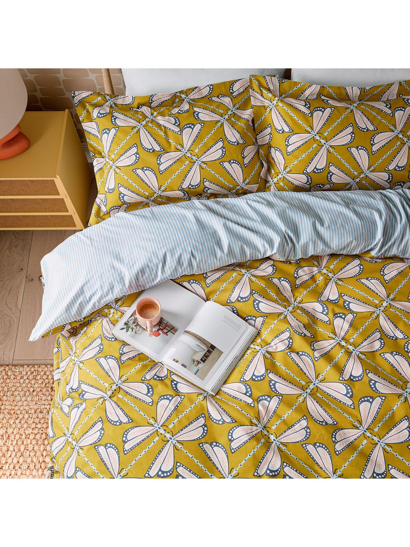 Scion Moon Flights duvet cover set double mustard, UK version