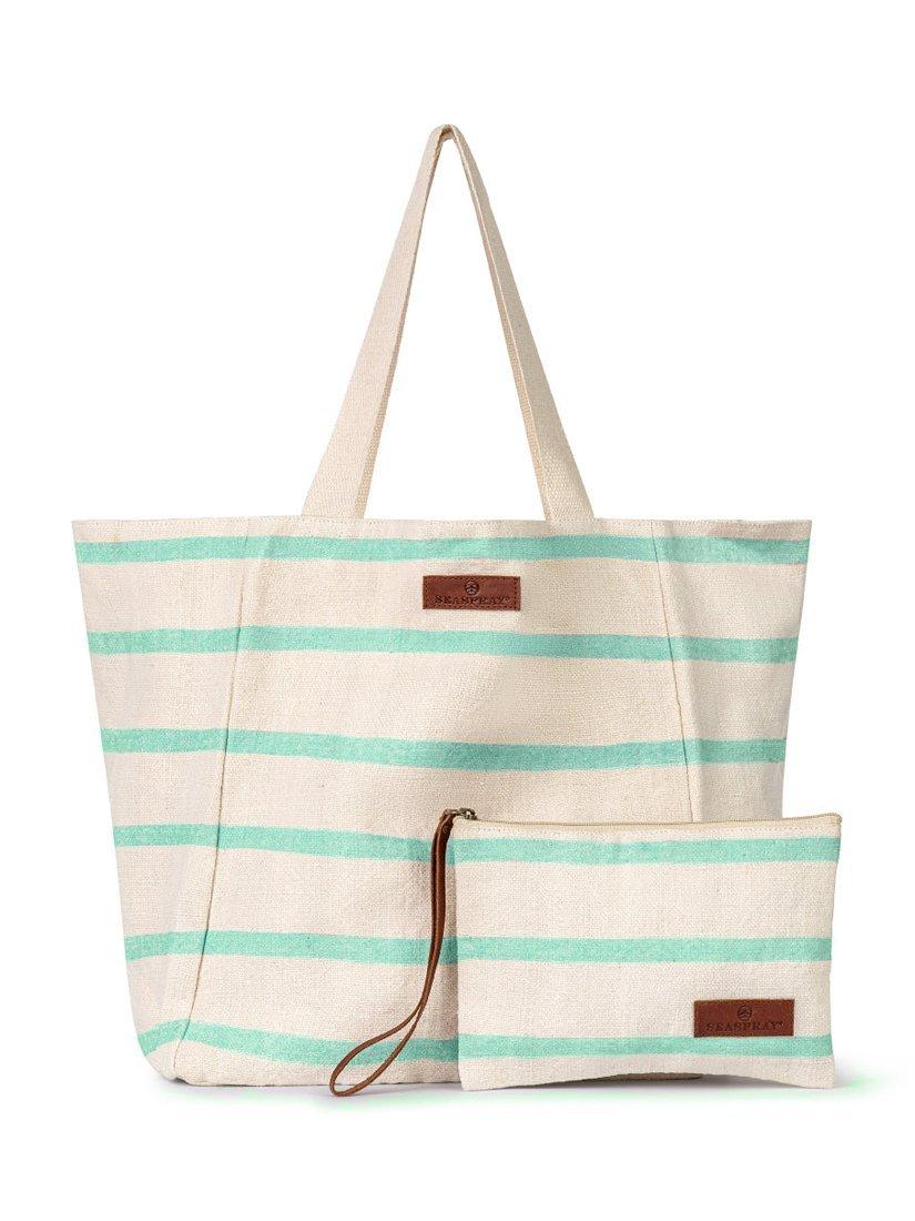 Seaspray jute stripe beach bag and purse set, imported from the UK