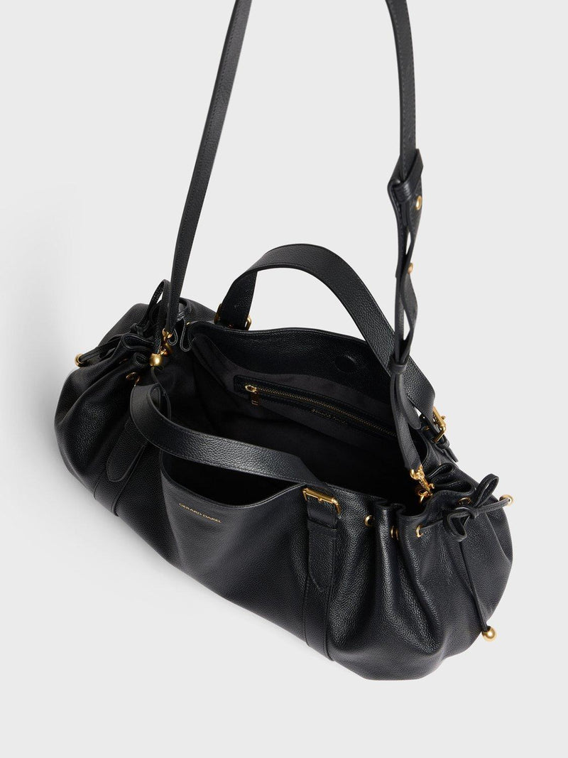 Gerard Darel 24H leather shoulder bag black, UK version