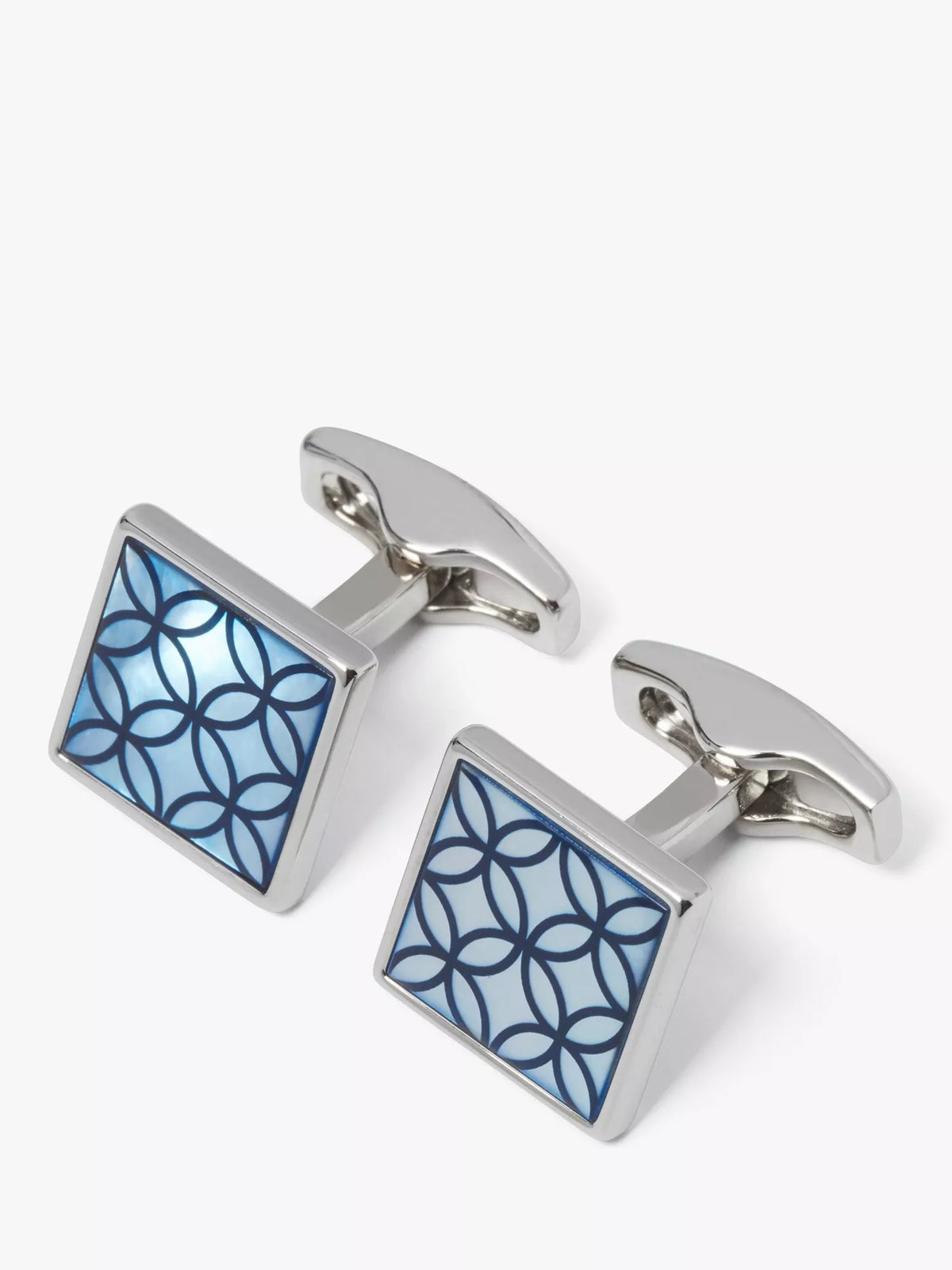 Simon Carter blue mother of pearl geometric cufflinks, imported from the UK