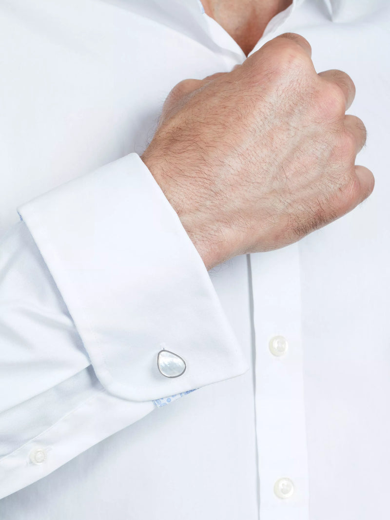 Simon Carter pebble cufflinks white natural - British product