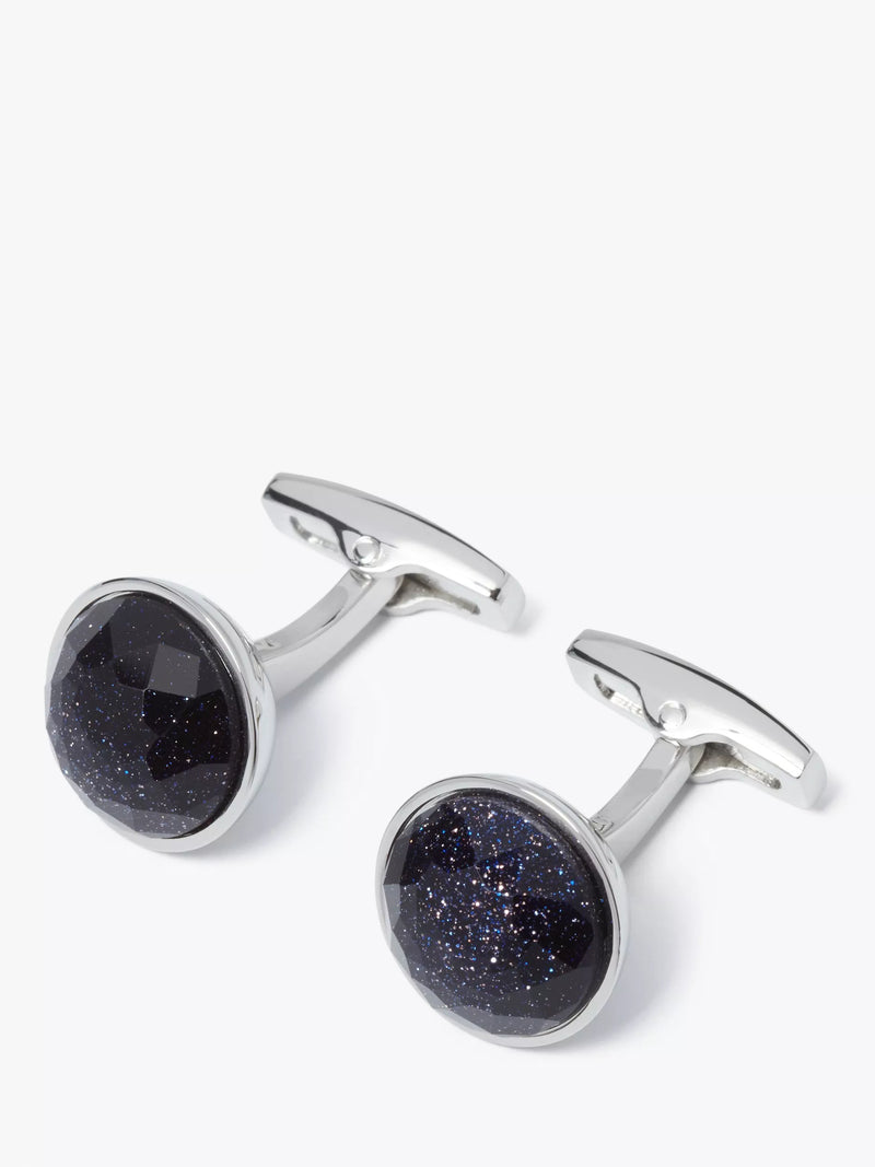 Simon Carter Rondo cufflinks with blue goldstone (British brand)