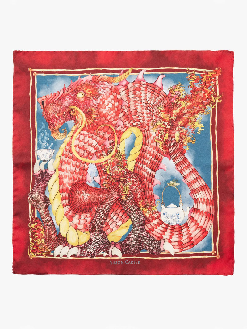 Simon Carter Dragon pocket square, imported from the UK