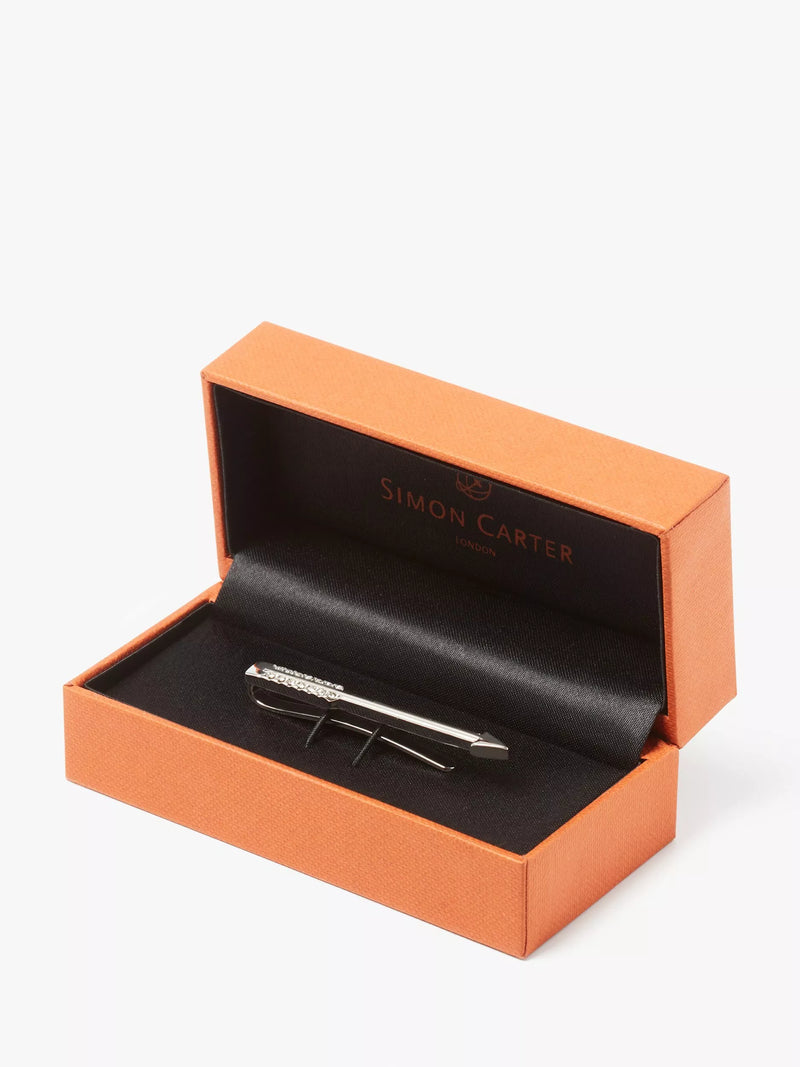 Simon Carter Arrow tie slide silver tone Swarovski crystals, UK version