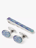 Simon Carter cufflink tie slide set blue/silver, imported from the UK