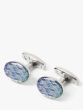 Simon Carter cufflink tie slide set blue/silver, imported from the UK