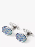 Simon Carter cufflink tie slide set blue/silver, imported from the UK