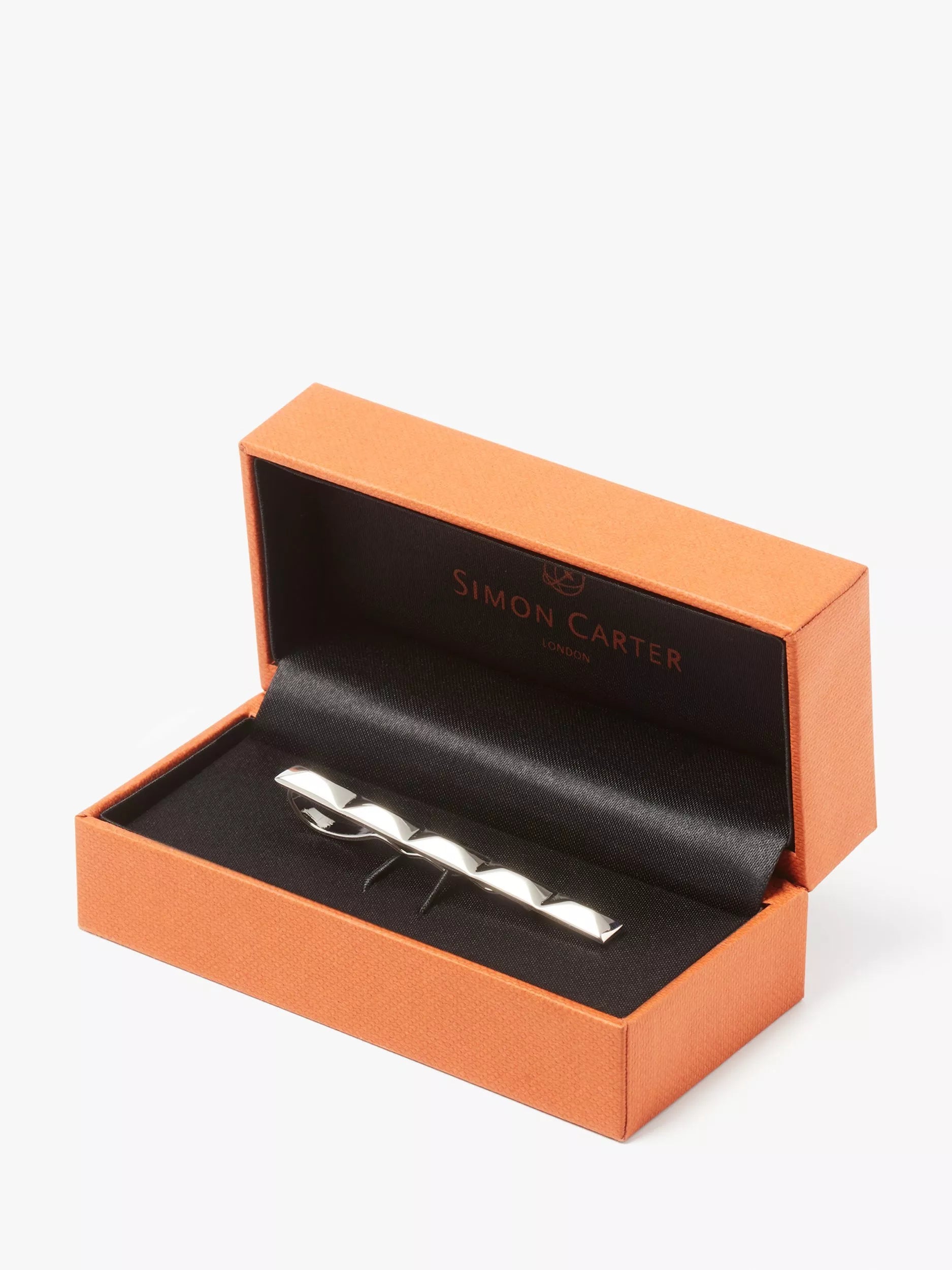 Simon Carter faceted tie slide silver tone (British brand)