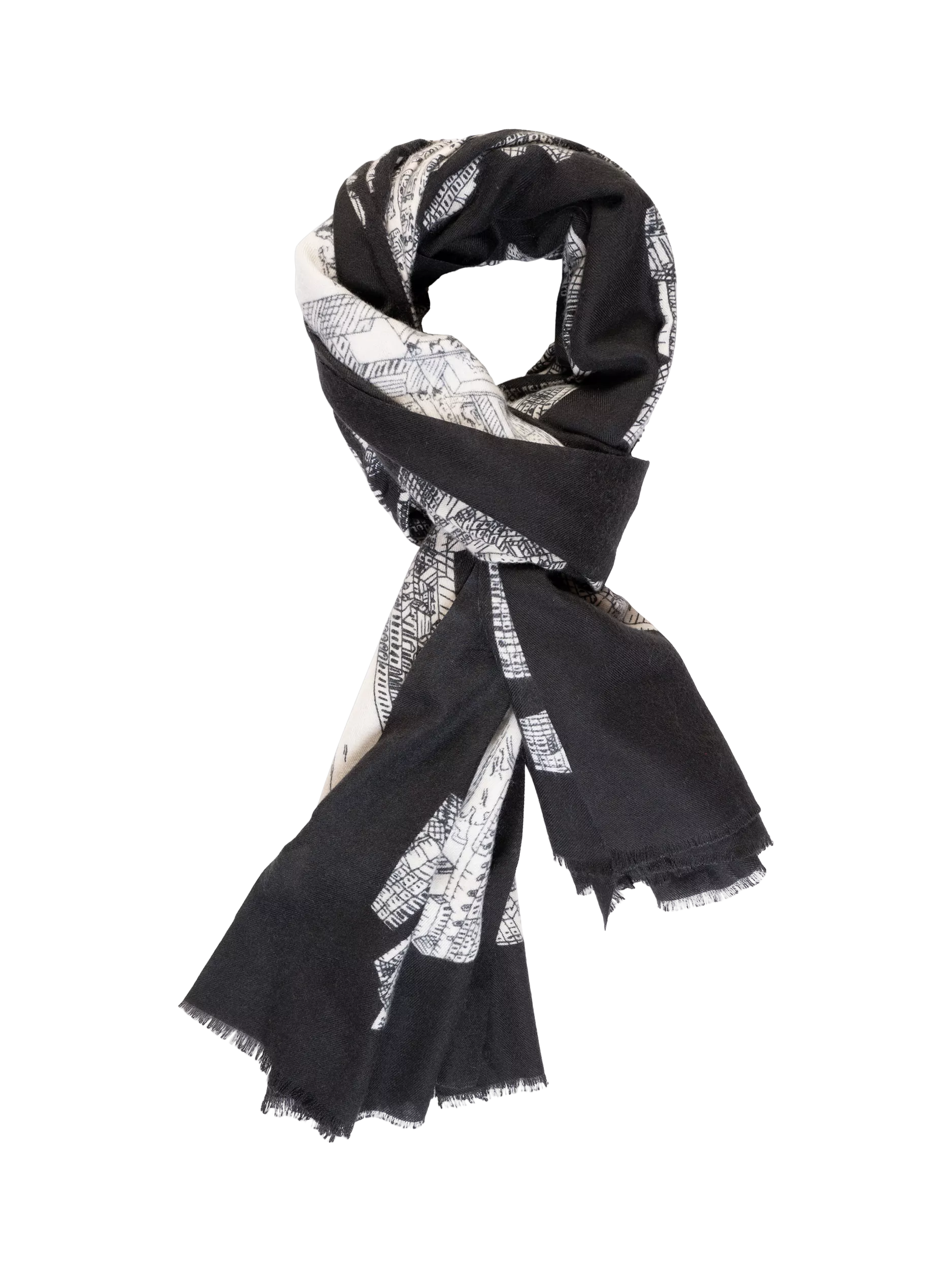 chesca Paris print scarf black white - British product