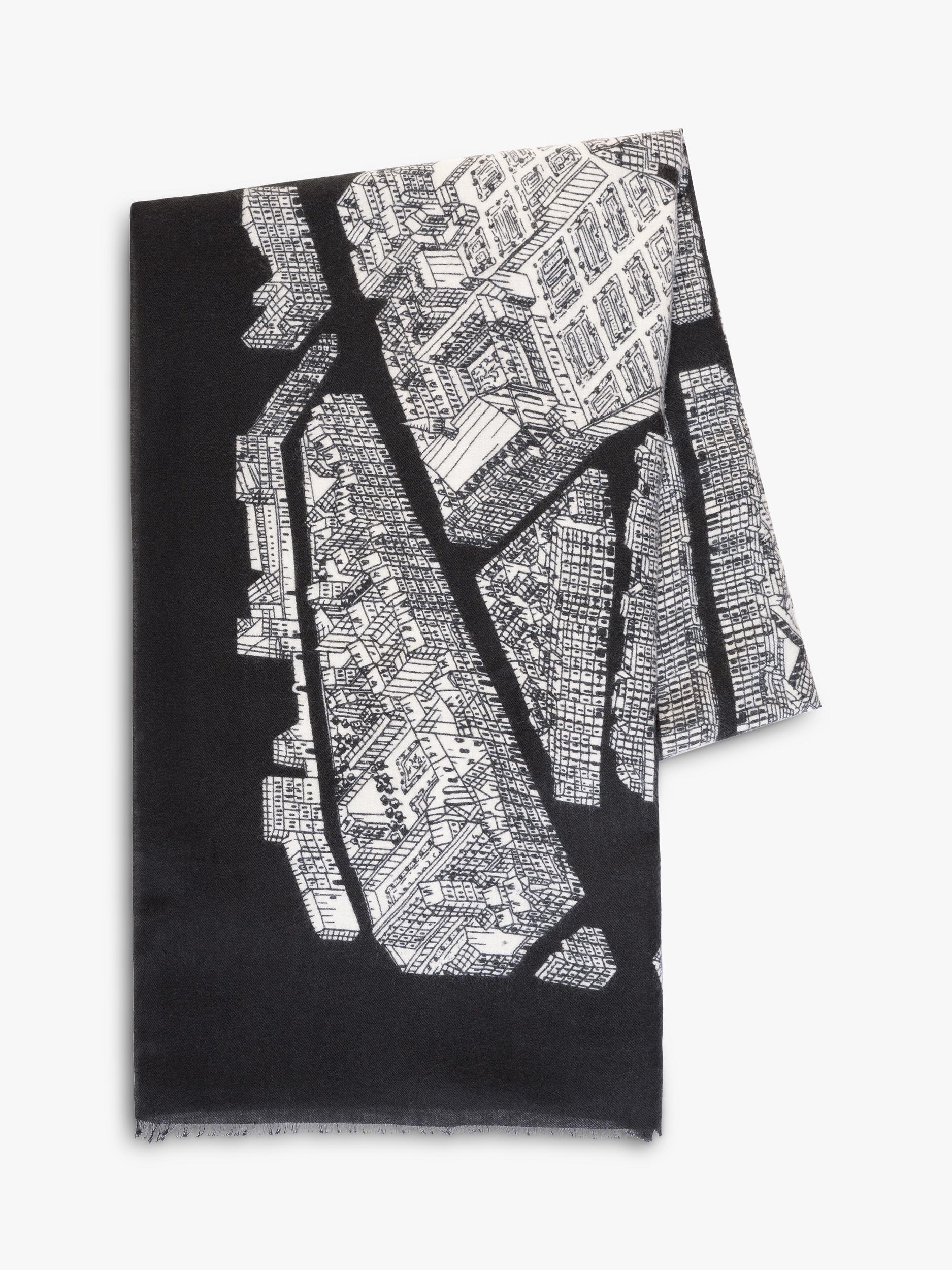 chesca Paris print scarf black white - British product