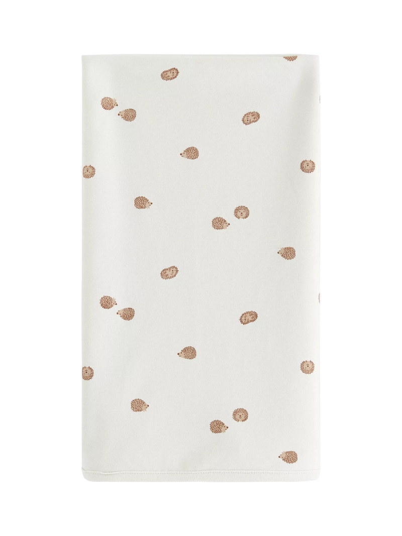 Lindex baby cotton hedgehog print shawl light dusty green, imported from the UK