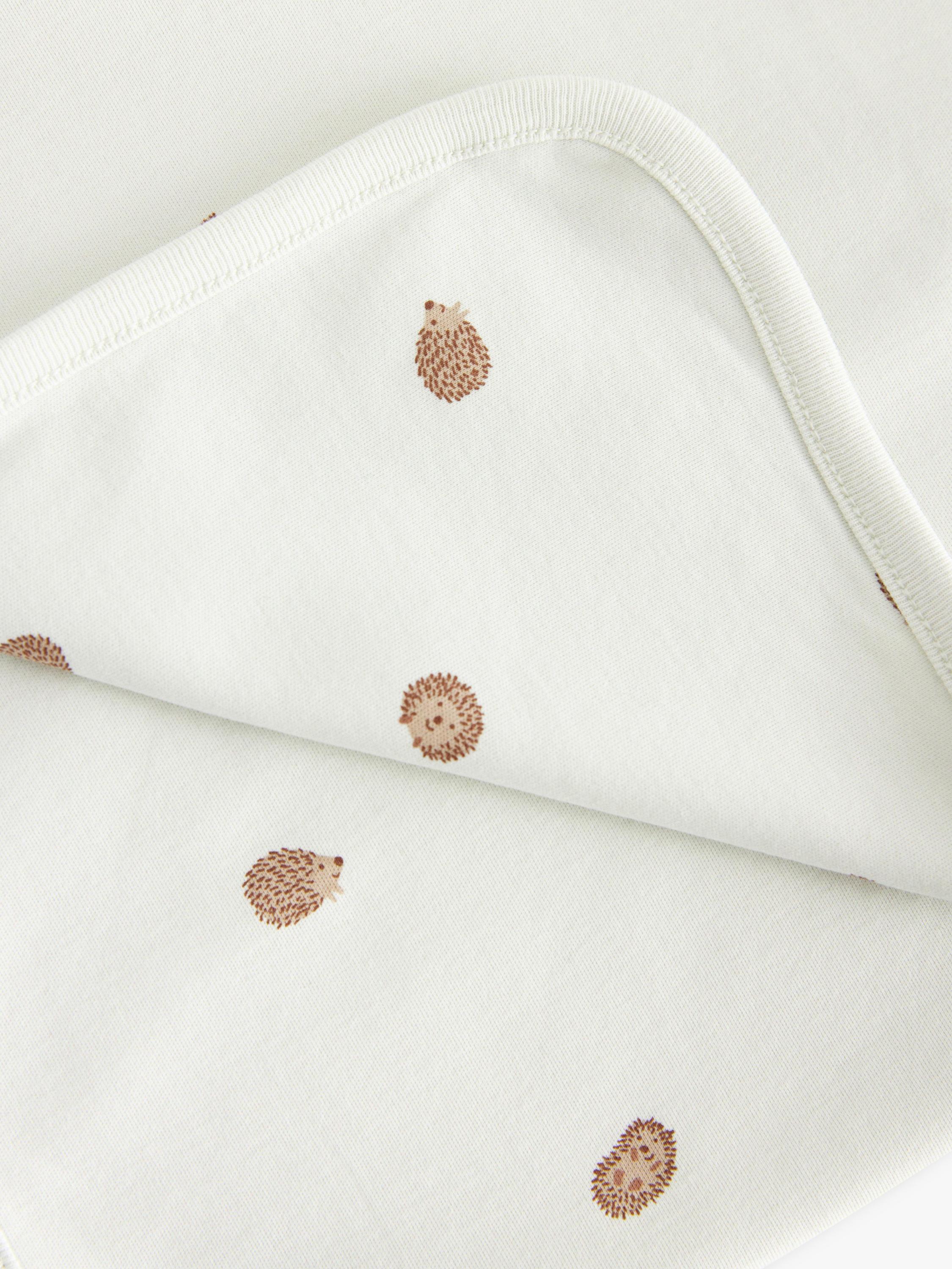 Lindex baby cotton hedgehog print shawl light dusty green, imported from the UK