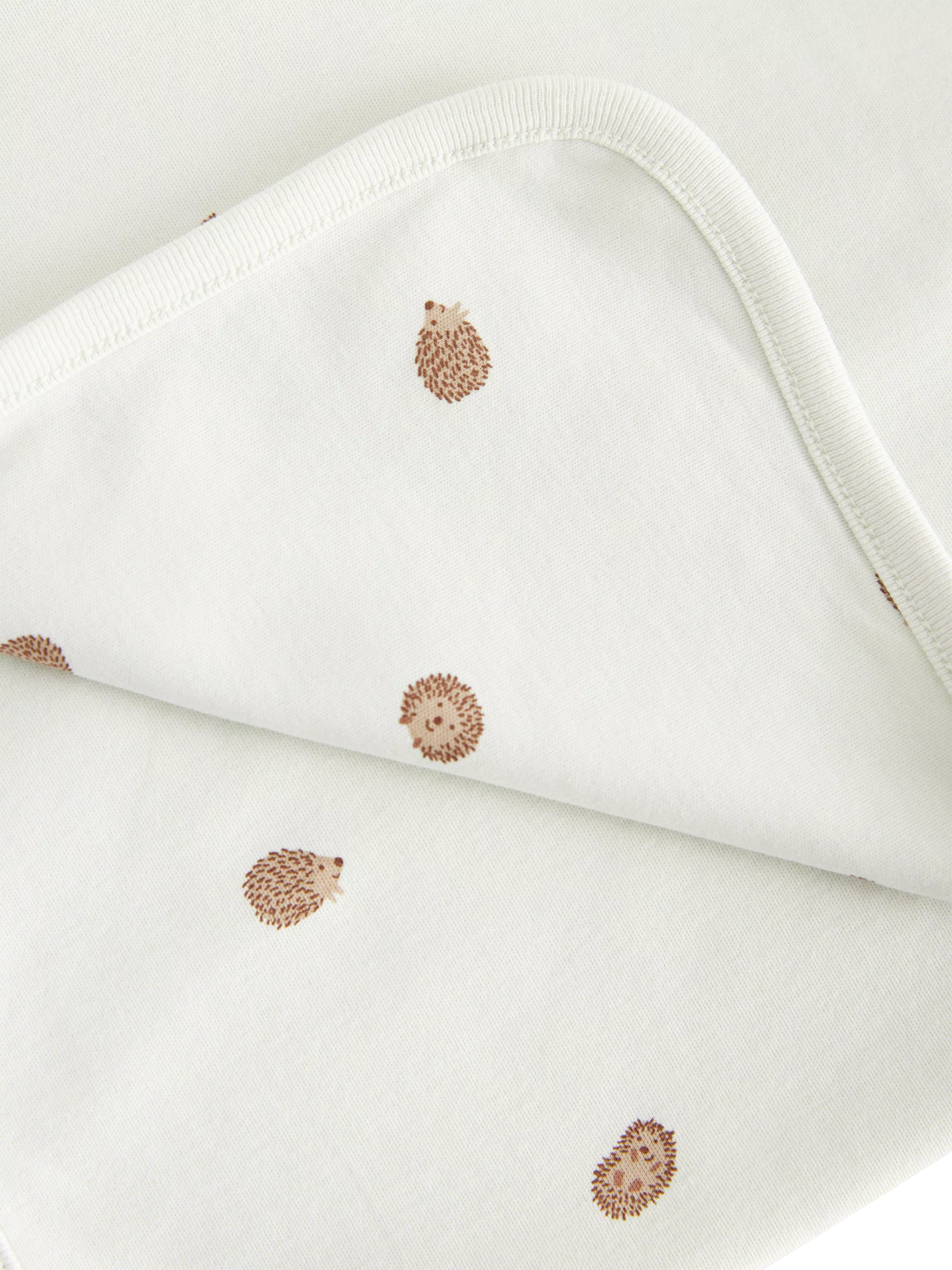 Lindex baby cotton hedgehog print shawl light dusty green, imported from the UK