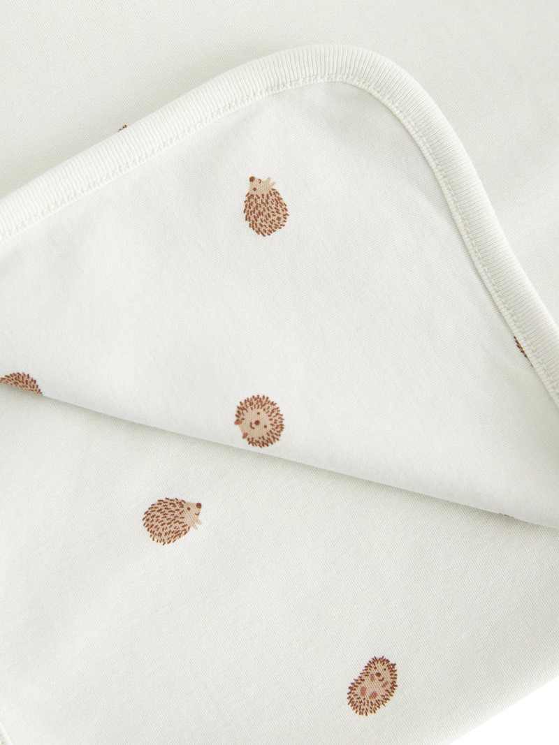 Lindex baby cotton hedgehog print shawl light dusty green, imported from the UK