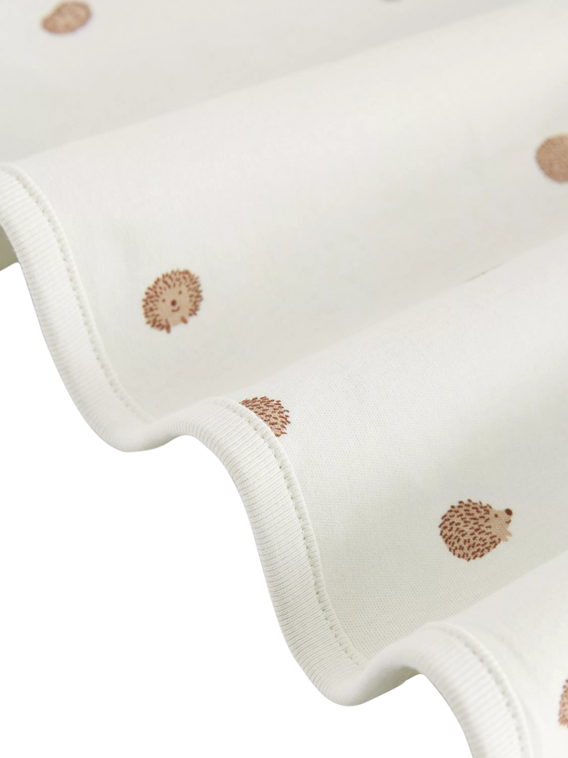 Lindex baby cotton hedgehog print shawl light dusty green, imported from the UK