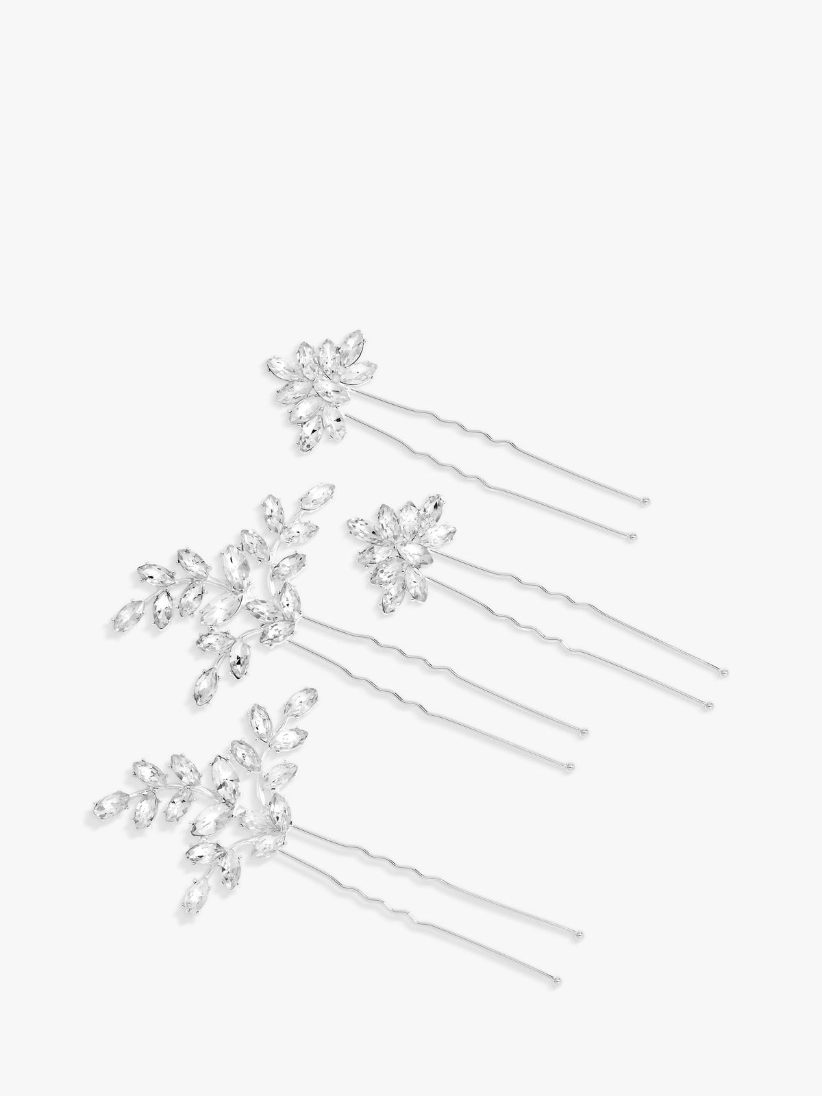 Crystal Hair Pins Pack of 4 Silver