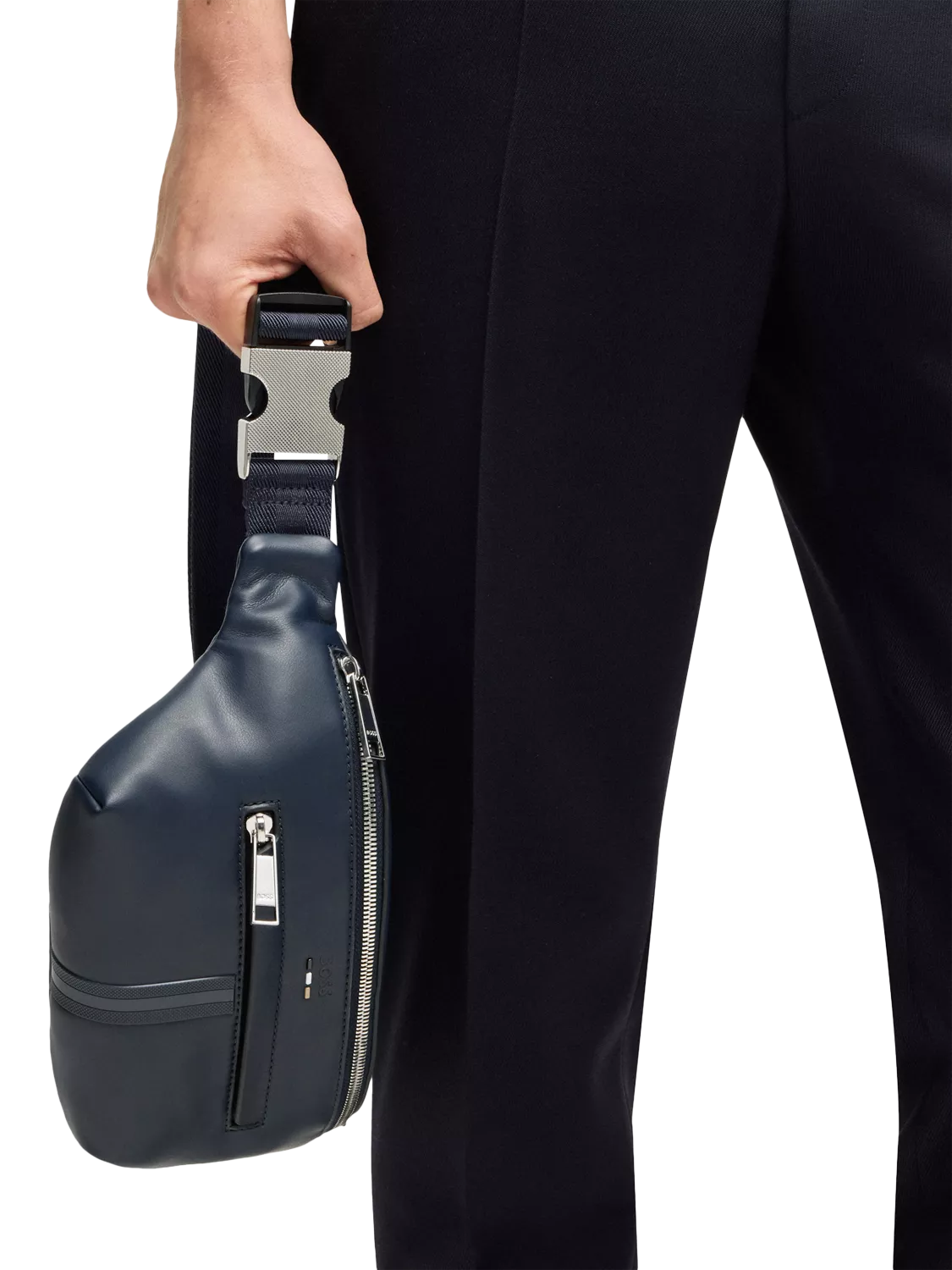 BOSS faux leather bum bag dark blue, UK version