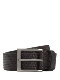 BOSS leather belt dark brown woven texture, UK version