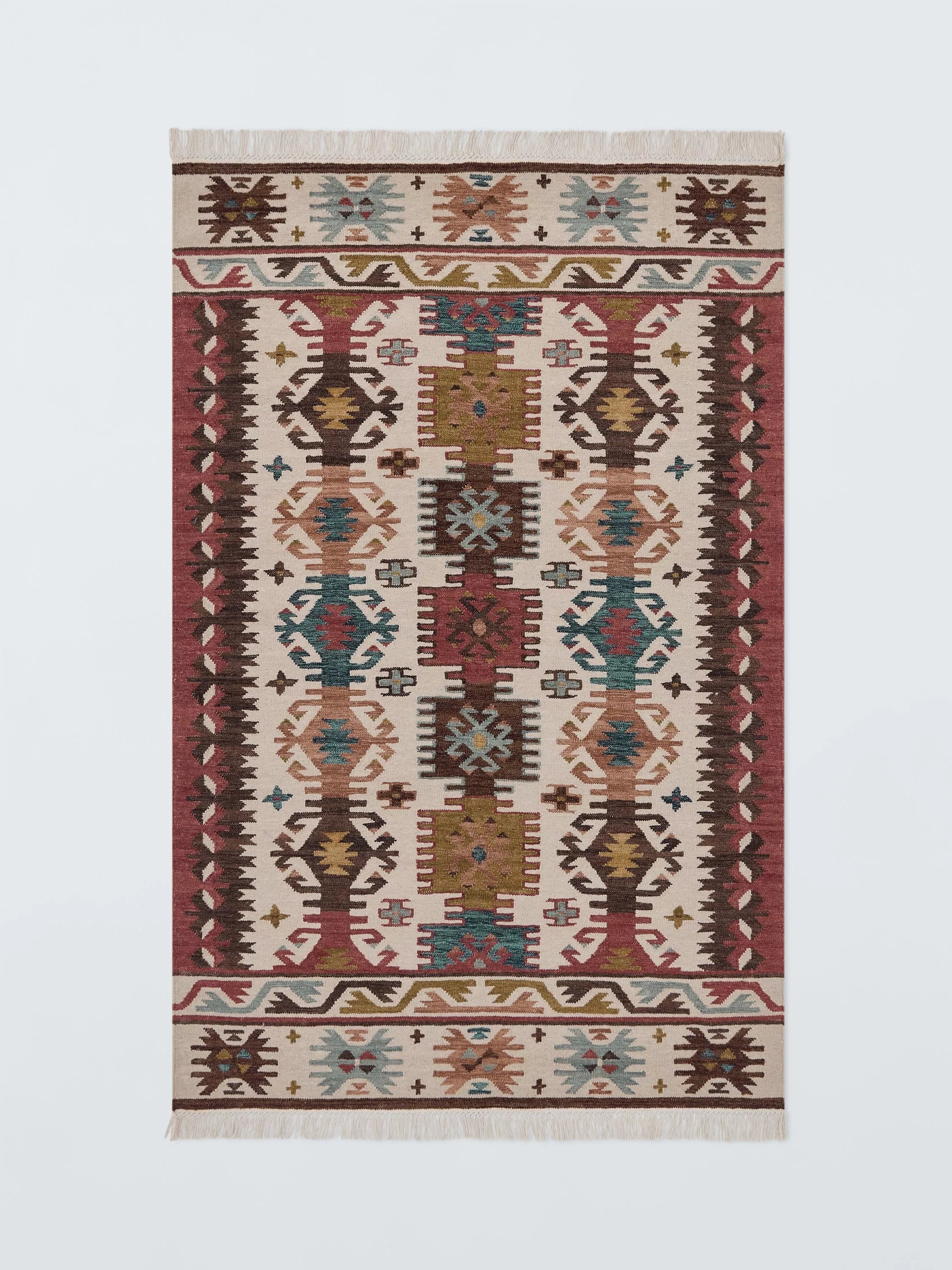 John Lewis Azita kelim flatweave rug in red/multi 240x170cm, imported from the UK