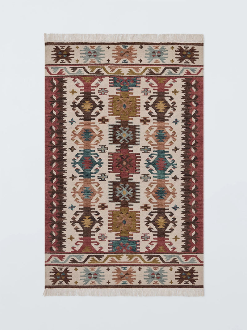 John Lewis Azita kelim flatweave rug in red/multi 240x170cm, imported from the UK