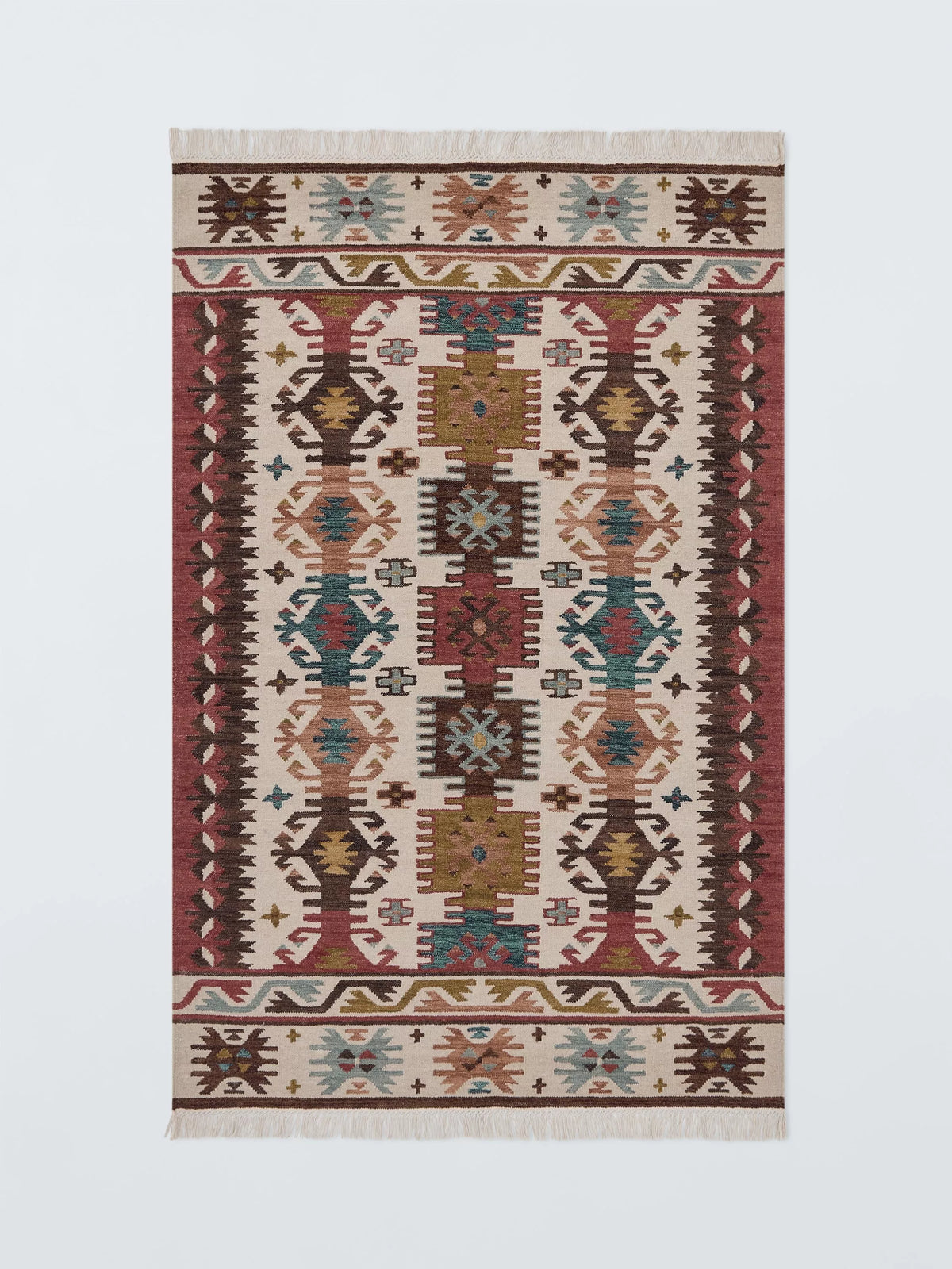 John Lewis Azita kelim flatweave rug in red/multi 240x170cm, imported from the UK