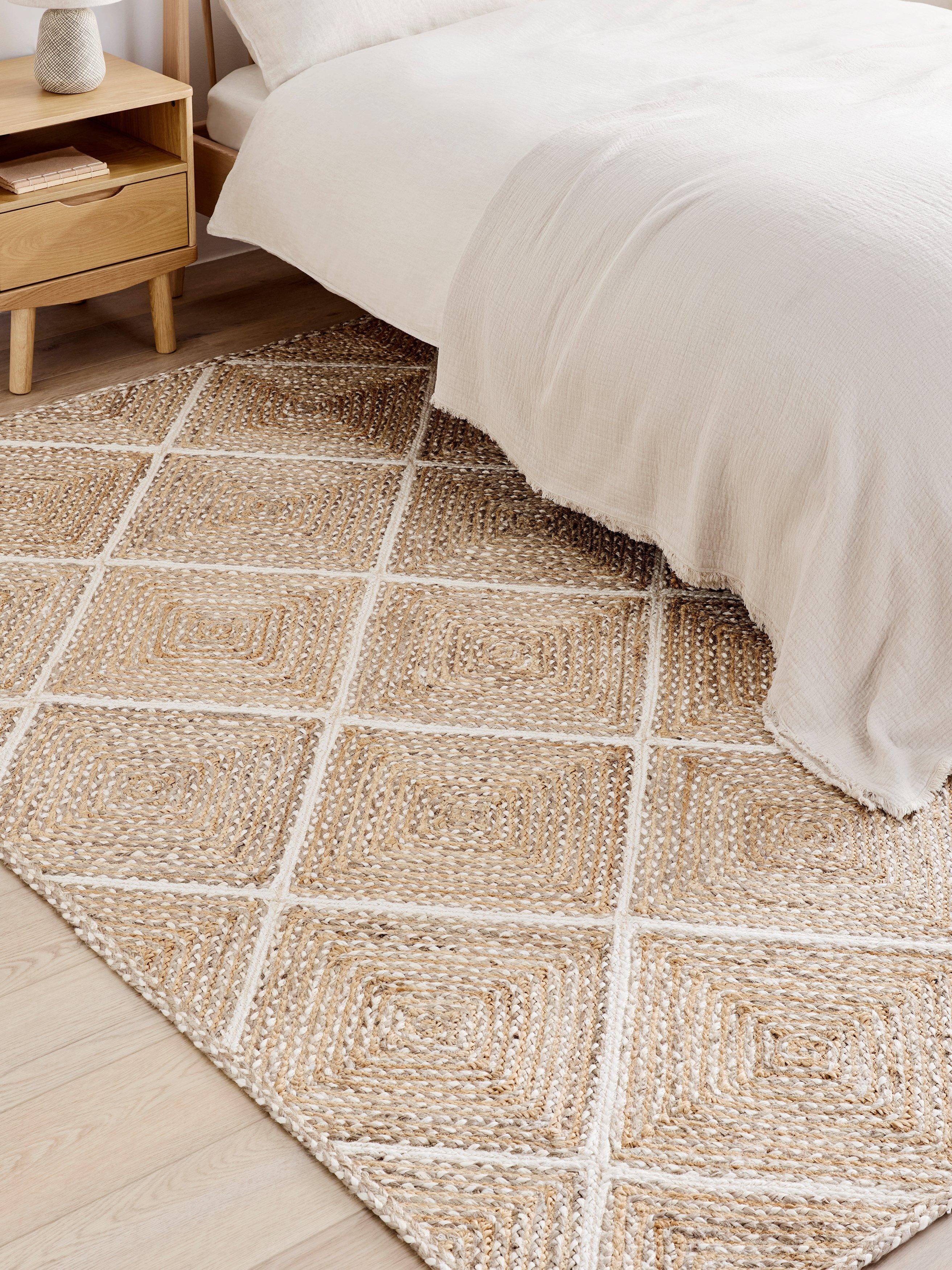 John Lewis jute rug diamond design natural 180x120cm, UK version