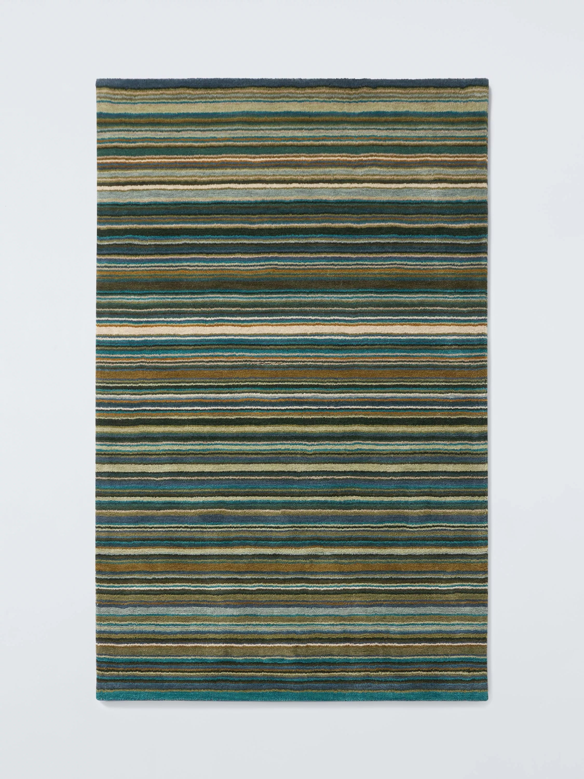 John Lewis Russet Multistripe Hand Loomed Rug, Green/Multi, L180 x W120cm
