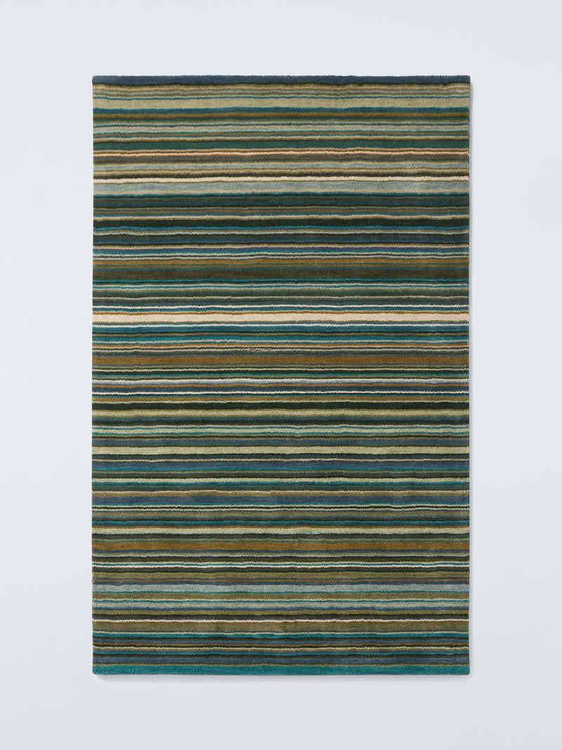 John Lewis Russet Multistripe Hand Loomed Rug, Green/Multi, L180 x W120cm