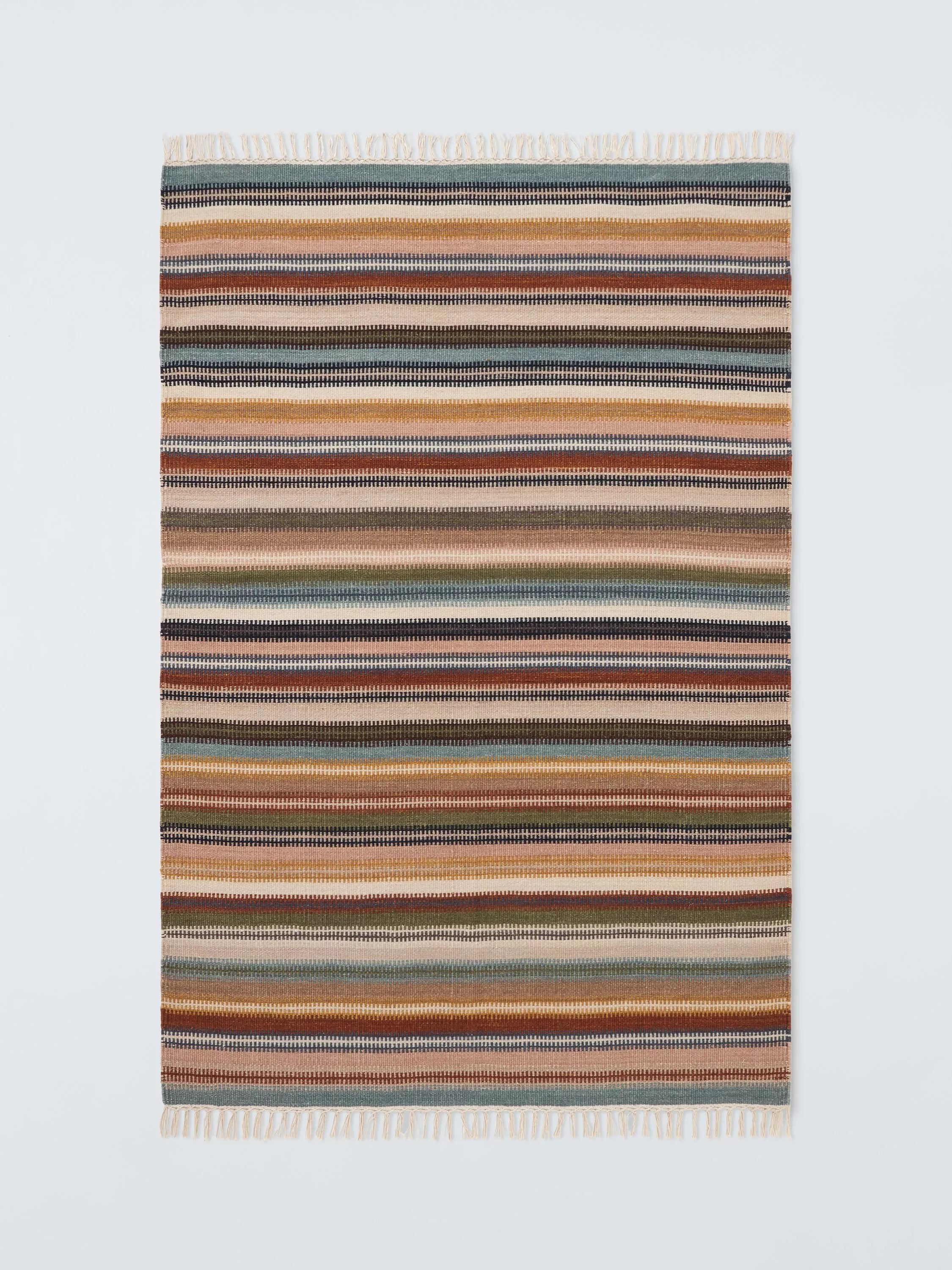 John Lewis Somerton Wool Rich Ladder Stripe Flatweave Rug, Multi, L180 x W120cm