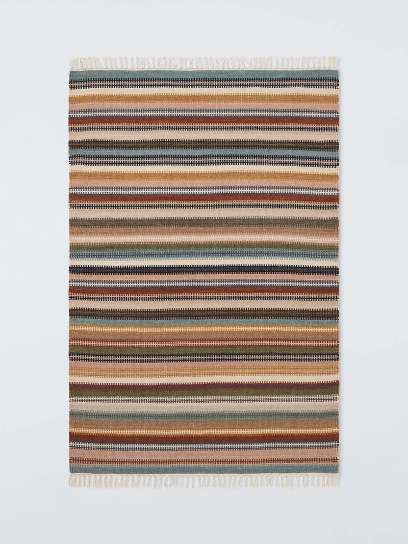 John Lewis Somerton Wool Rich Ladder Stripe Flatweave Rug, Multi, L180 x W120cm