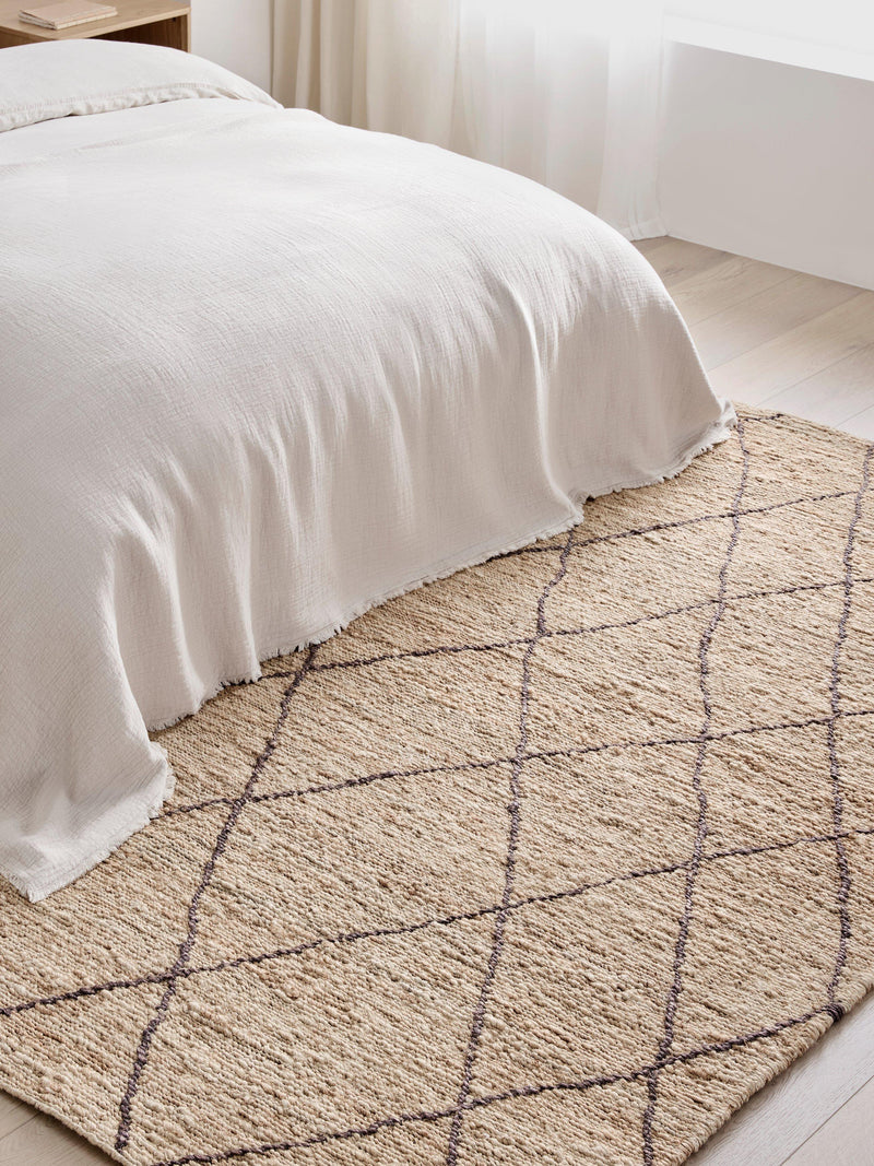 John Lewis Zohra Diamond Pure Jute rug 180x120cm, imported from the UK