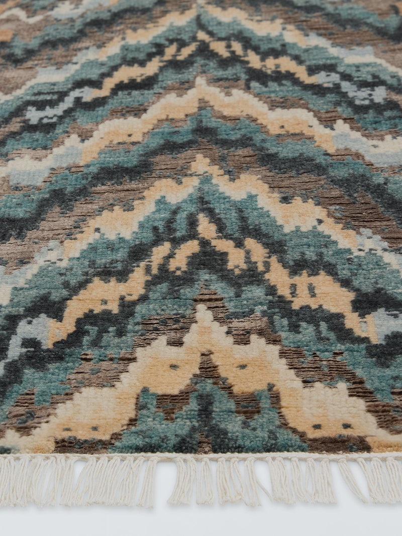 John Lewis Onda hand-knotted wool rug blue multi (British brand)