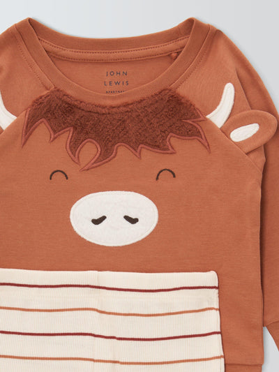 John Lewis Baby Pyjamas mit Kuh-Motiv, naturfarben